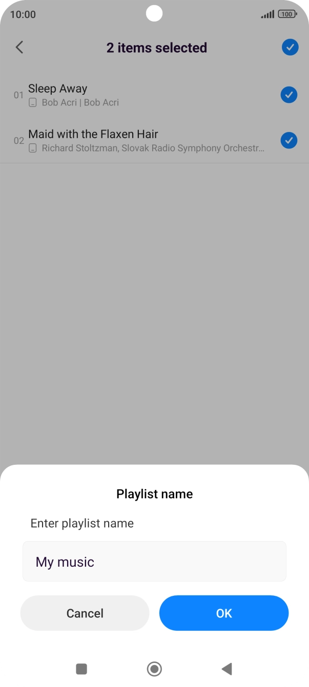 Key in a name for the playlist and press OK.