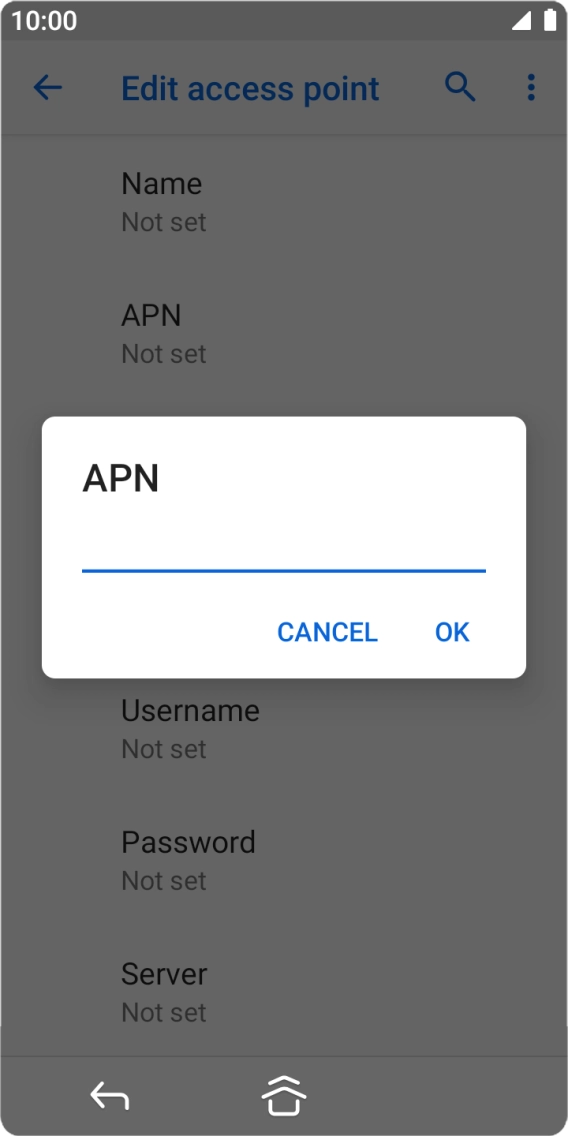 Key in wap.o2.co.uk and press OK.