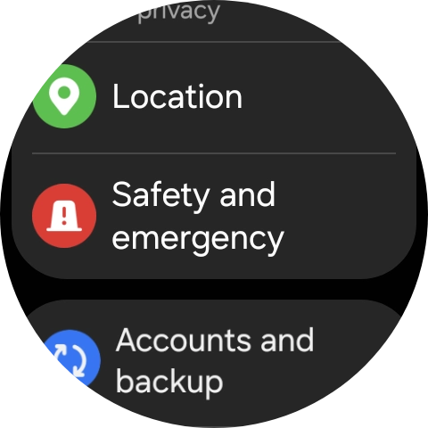 Press Safety and emergency.