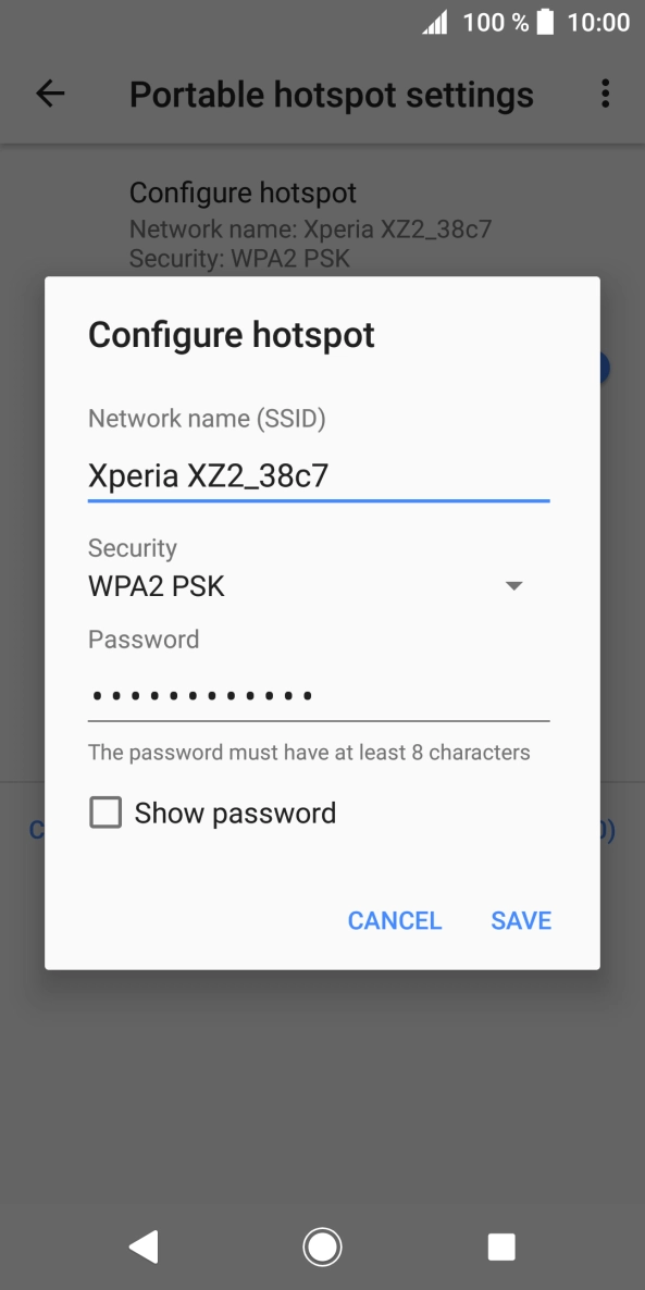 Press the field below 'Network name (SSID)' and key in the required name.