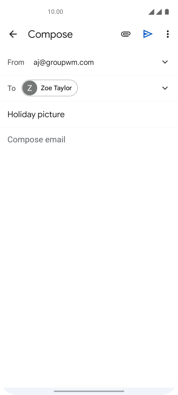 Press the text input field and write the text for your email.