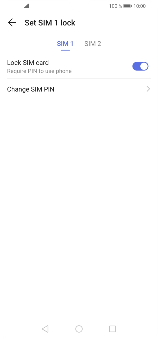 Press the indicator next to 'Lock SIM card' to turn the function on or off.