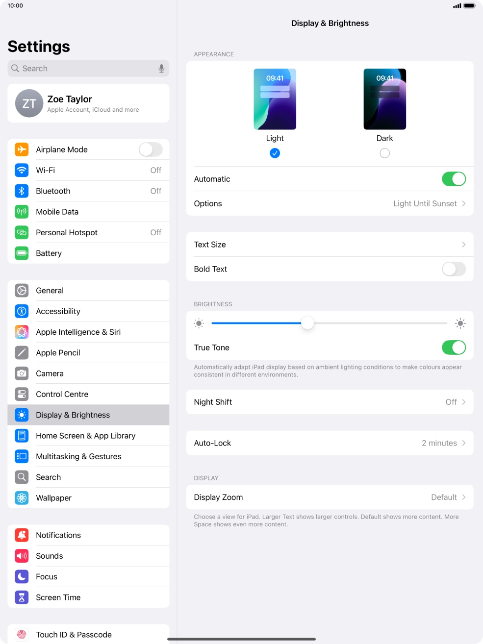 If you turn on the function, press Options and follow the instructions on the screen to select the required period of time for Dark Mode. If you turn on the function, press Options and follow the instructions on the screen to select the required period of time for Dark Mode.