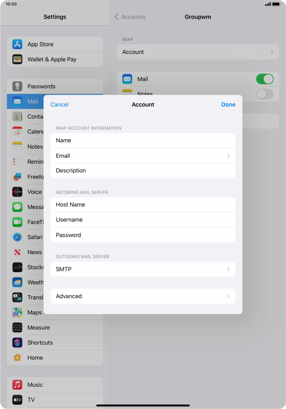 Press SMTP. Press SMTP.