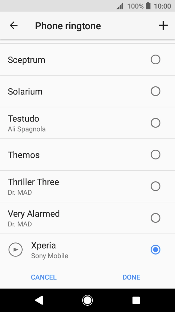 Press the add ring tone icon and go to the required ring tone.