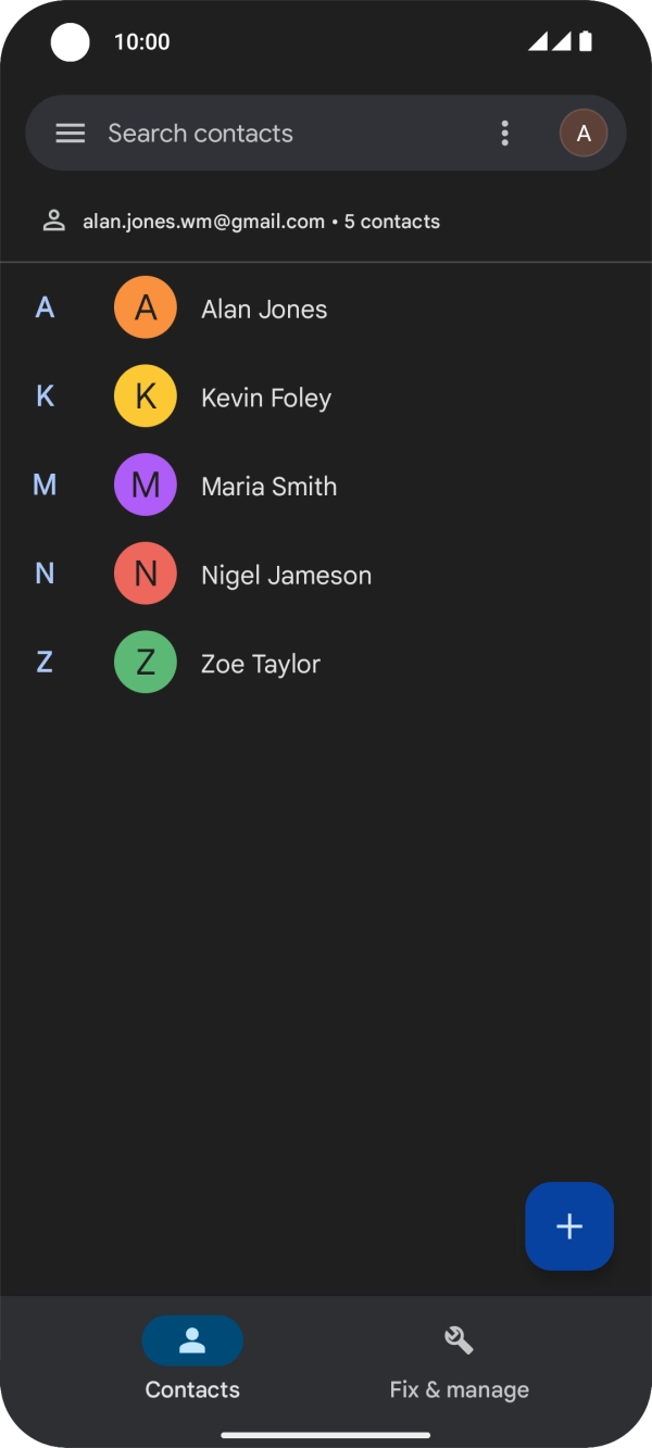 Press the new contact icon.