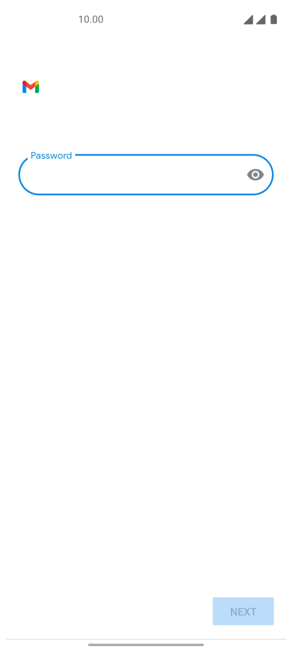 Press the field below 'Password' and key in the password for your email account. Press the field below 'Password' and key in the password for your email account.