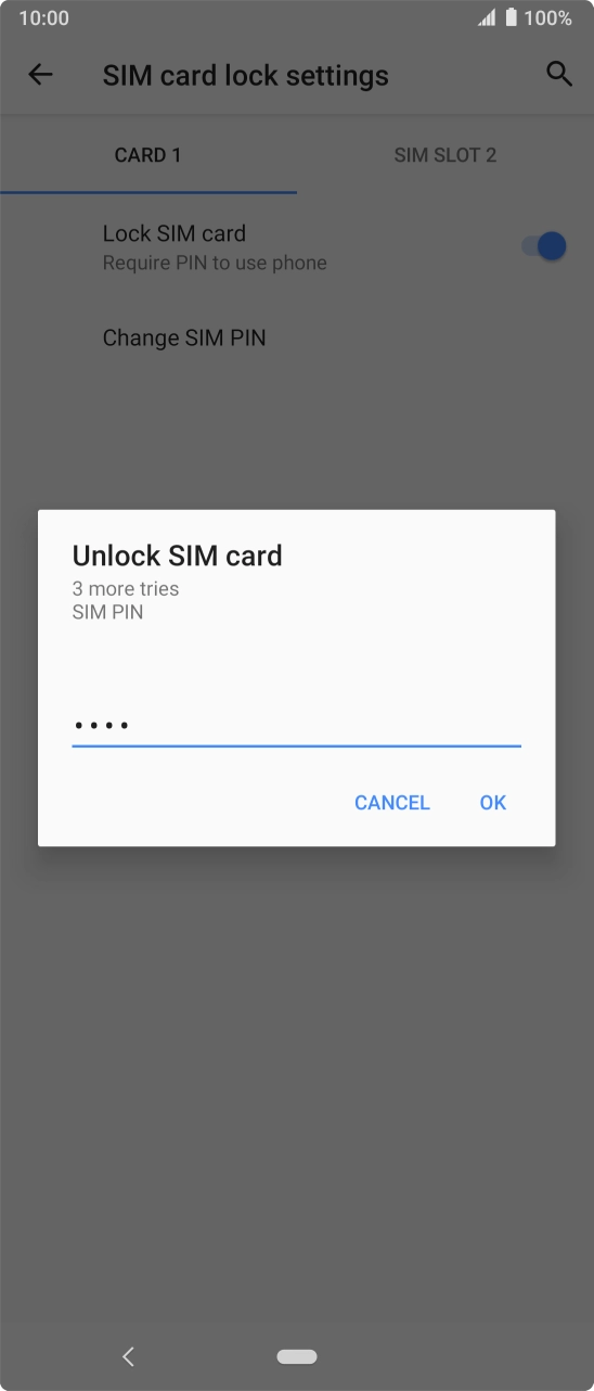 Key in your SIM PIN and press OK. The default SIM PIN is 0000.