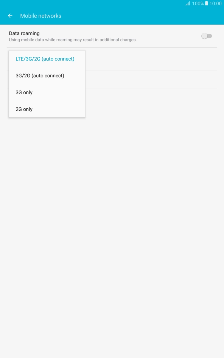 Press the required network mode.