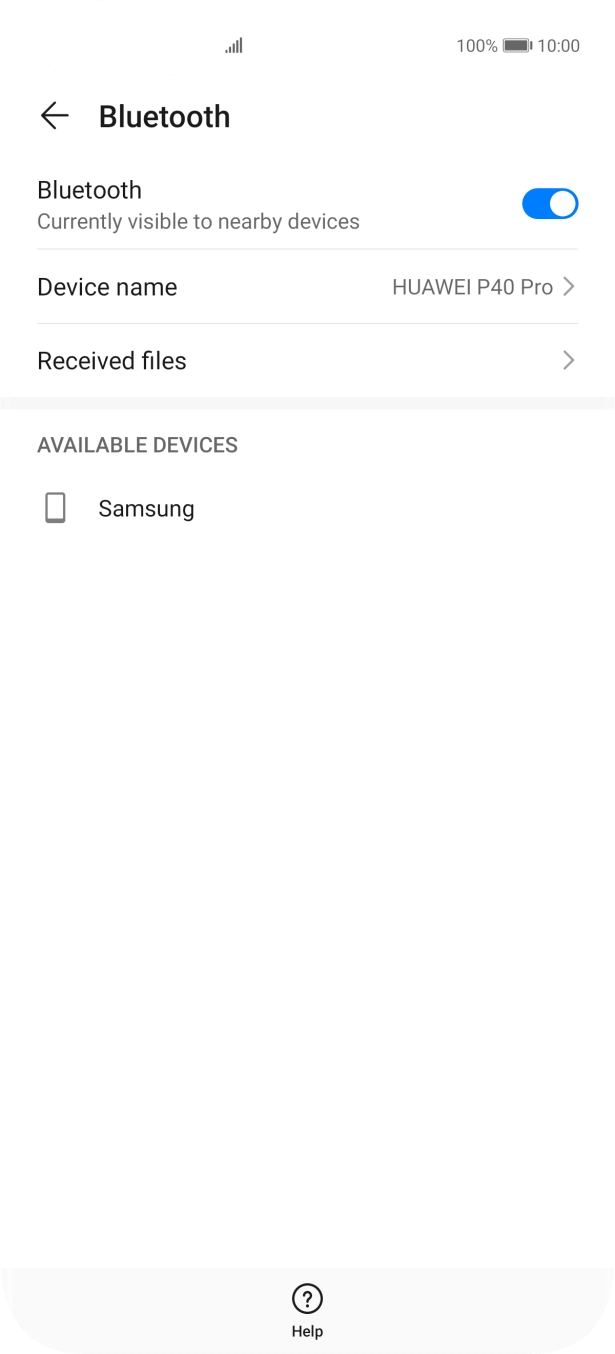 Press the required Bluetooth device and follow the instructions on the screen to pair the device with your phone.