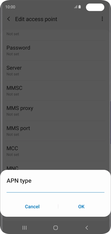 Key in default and press OK.