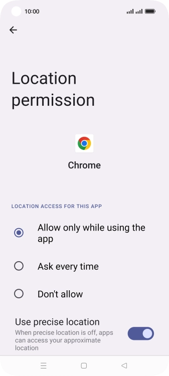 Press the required setting. Press the required setting.