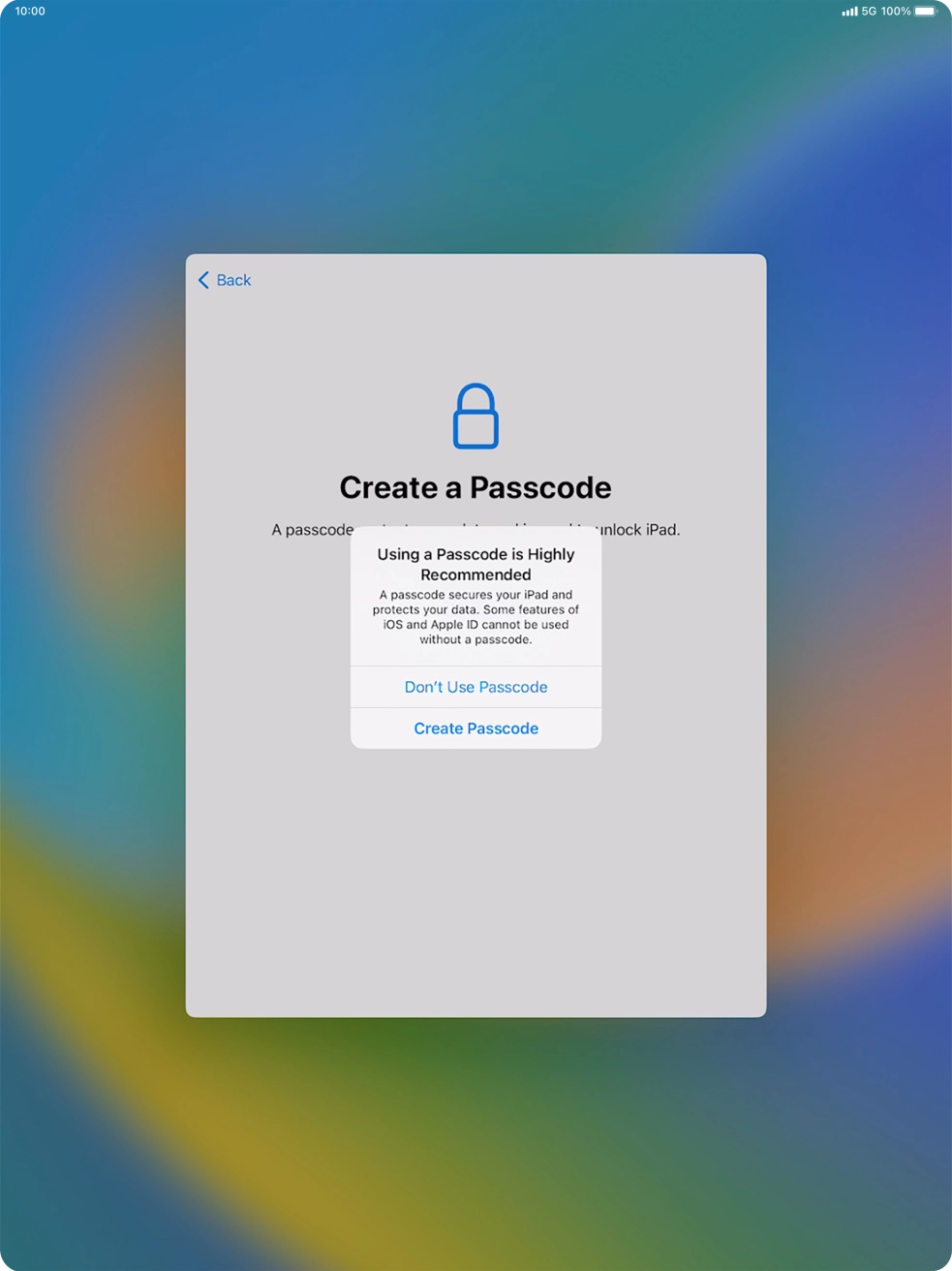 If you turn off the function, press Don't Use Passcode. If you turn off the function, press Don't Use Passcode.