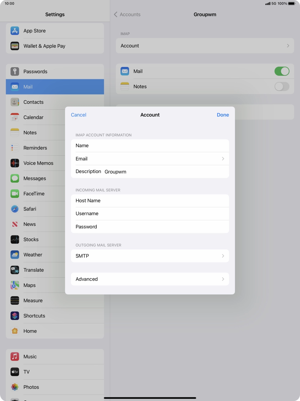 Press SMTP. Press SMTP.
