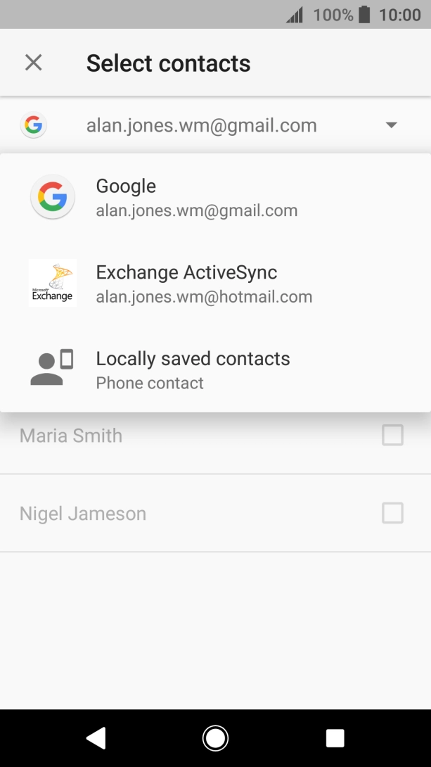 Press Locally saved contacts.