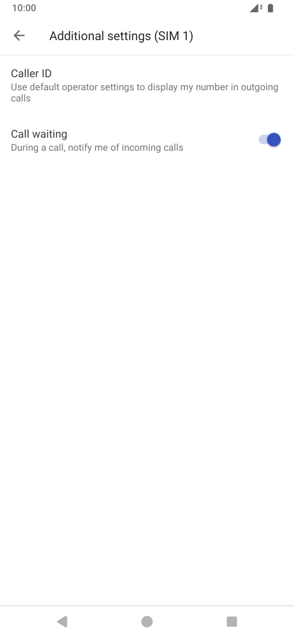 Press the indicator next to 'Call waiting' to turn the function on or off.