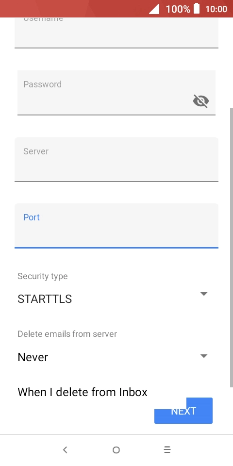 Press Never to keep emails on the server when you delete them on your phone. Press Never to keep emails on the server when you delete them on your phone.