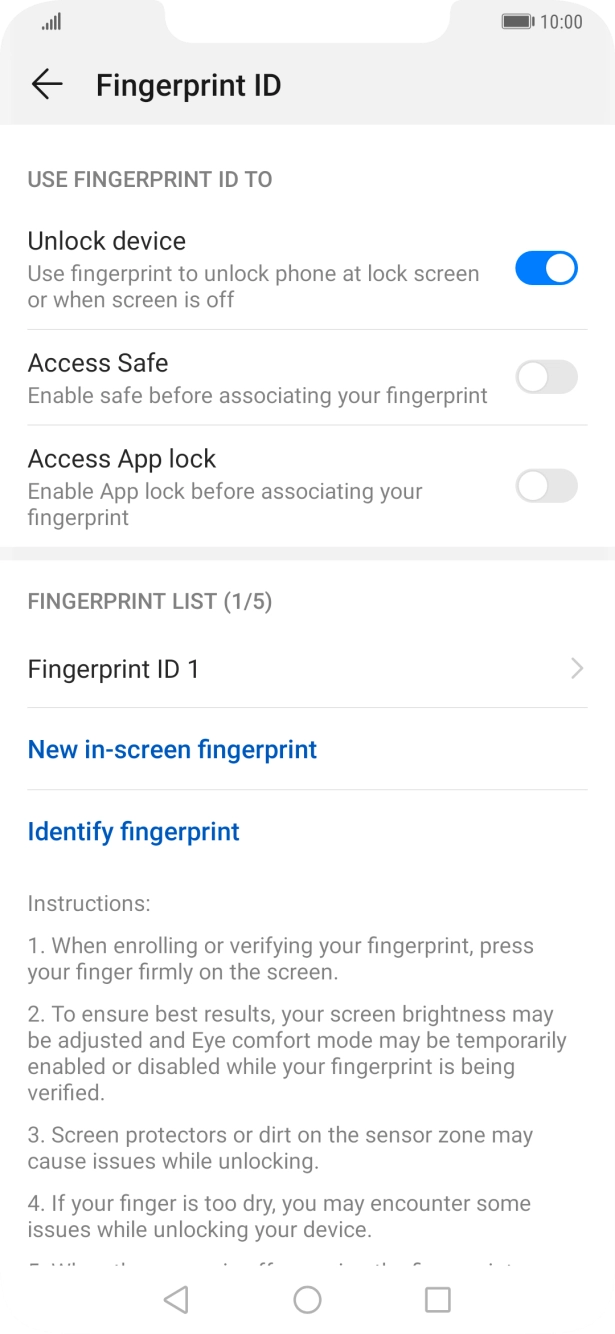 Press the indicator next to the required settings to turn them on or off.