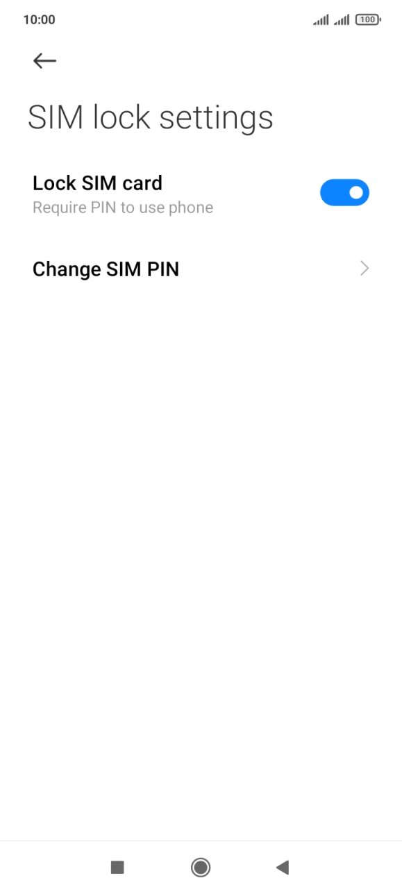 Press the indicator next to 'Lock SIM card' to turn the function on or off.