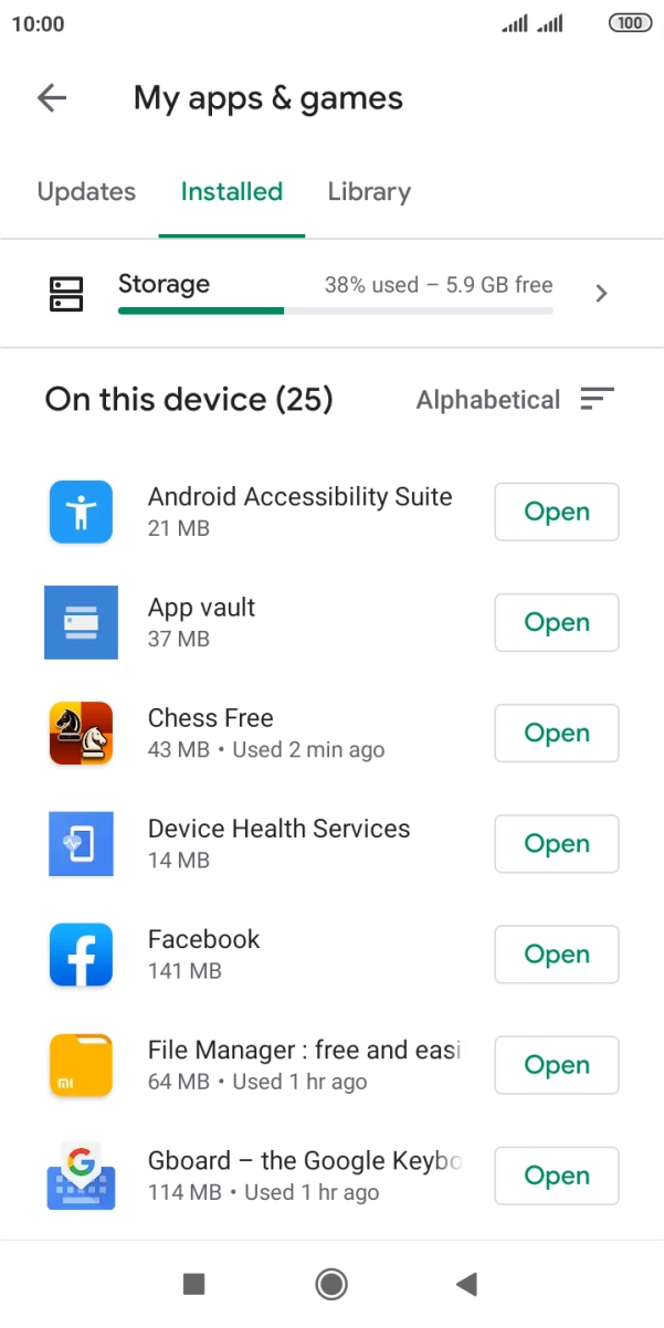 Press the required app.