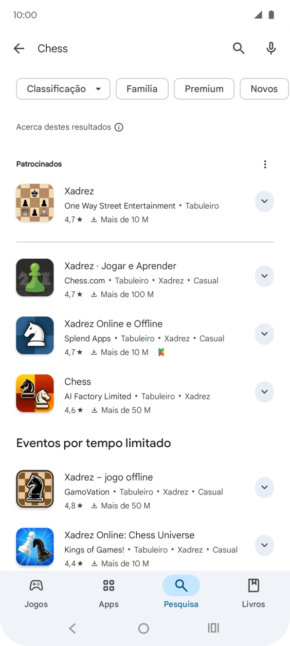 Prima a app pretendida.