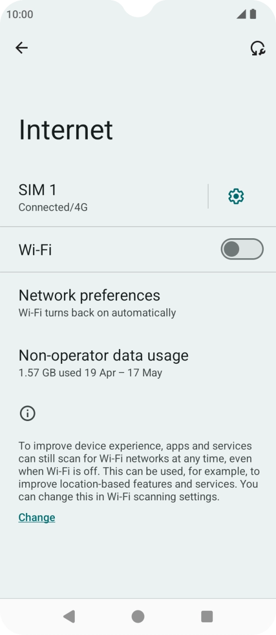 Press the indicator next to 'Wi-Fi' to turn on the function.