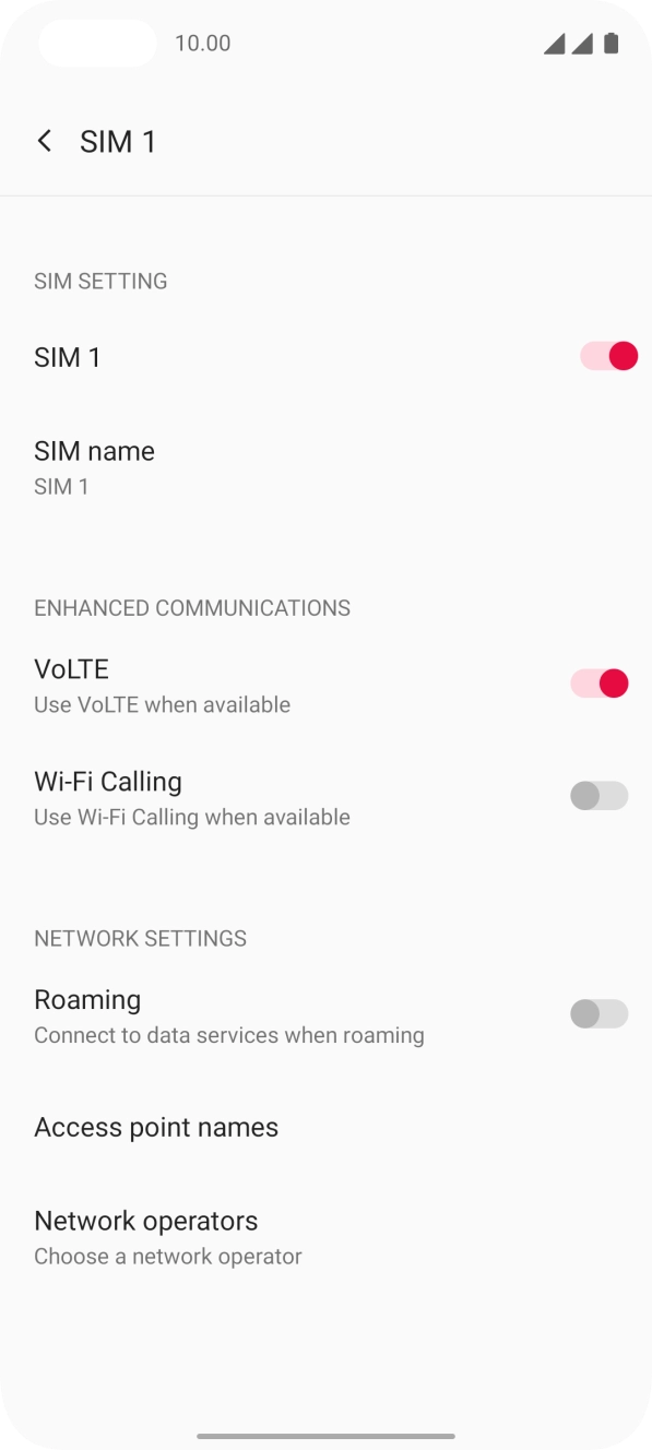 Press the indicator next to 'Wi-Fi Calling' to turn the function on or off. Press the indicator next to 'Wi-Fi Calling' to turn the function on or off.