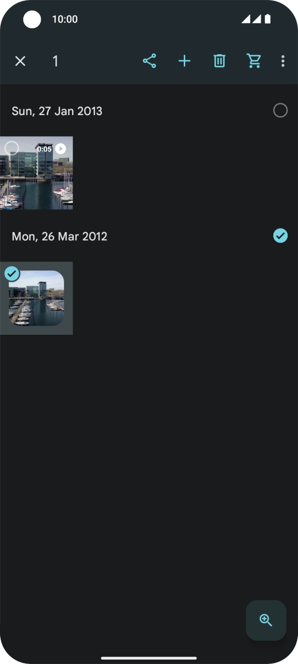 Press the required pictures or video clips to add them.