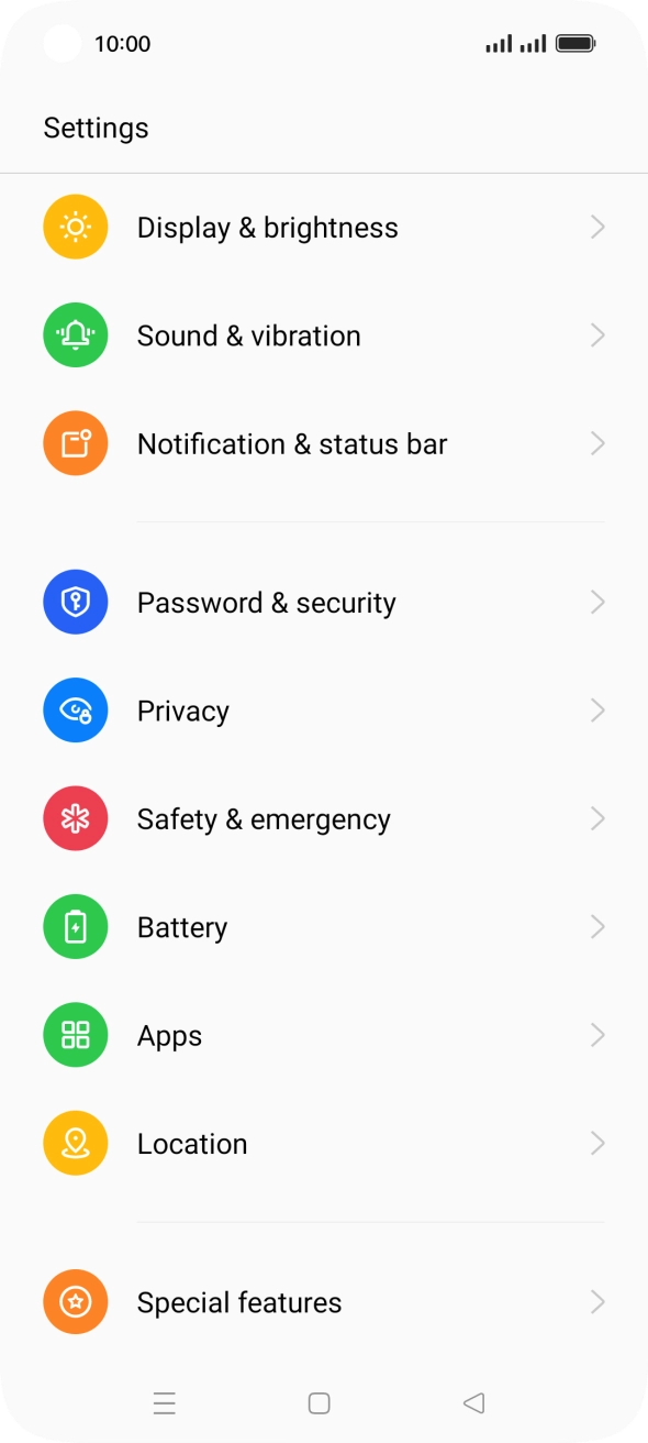 Press Password & security. Press Password & security.
