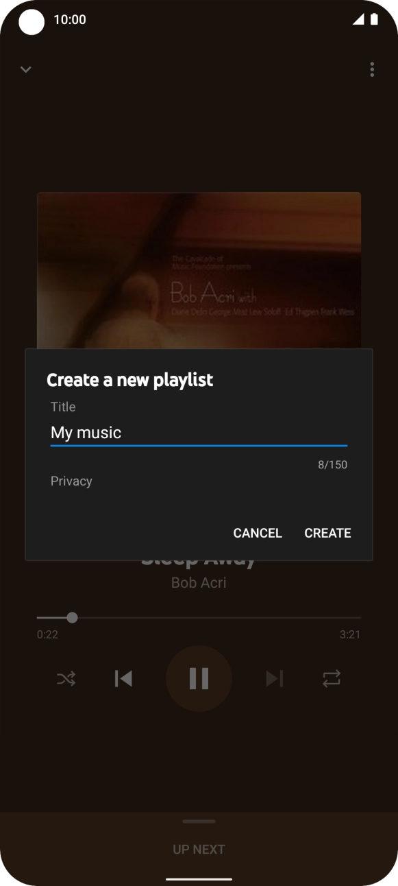 Key in a name for the playlist and press CREATE.
