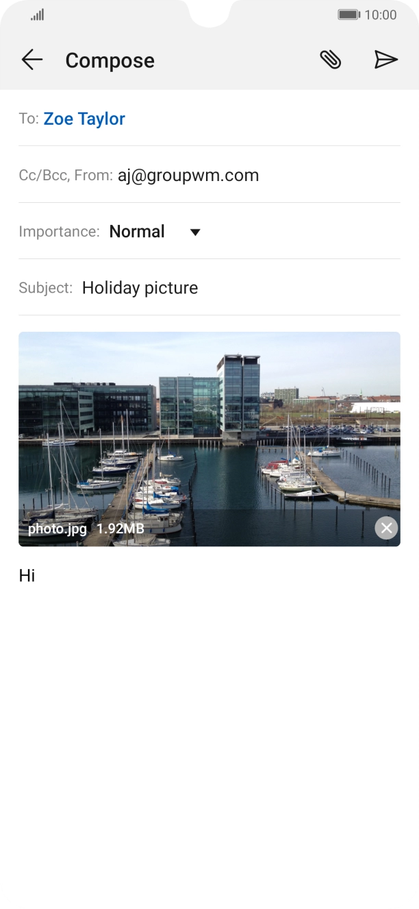 Press the send icon when you've finished your email.