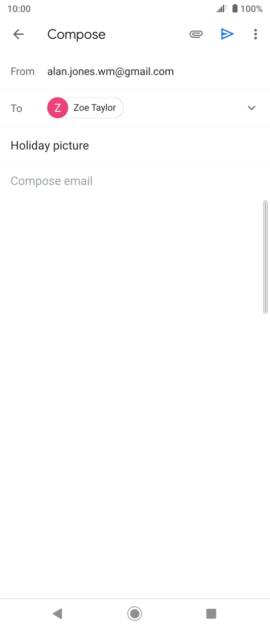 Press the text input field and write the text for your email. Press the text input field and write the text for your email.