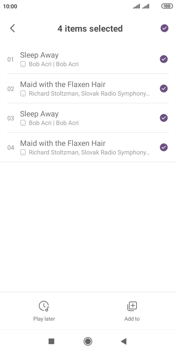 Press the required audio files to add them to the playlist.