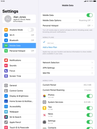 Press Mobile Data Options.