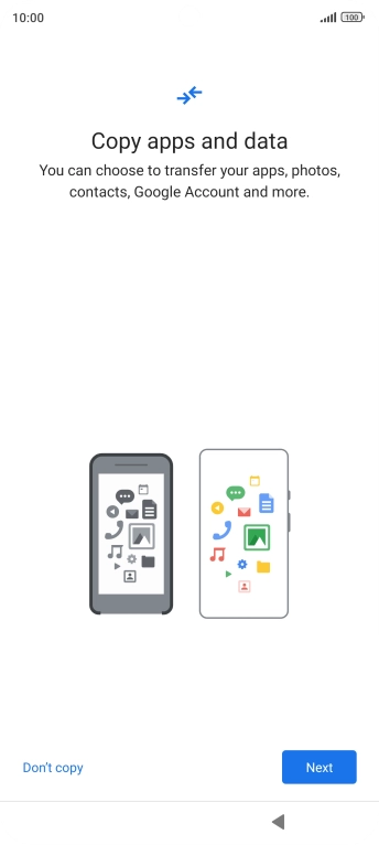 You can transfer the contents of another phone to your phone when it's activated for the first time and after a factory reset. When this screen is displayed, your phone is ready to transfer contents from another phone.