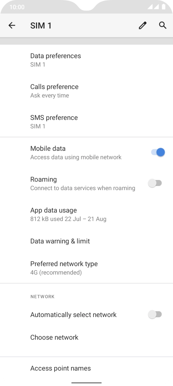 Press the indicator next to 'Automatically select network' to turn on the function.
