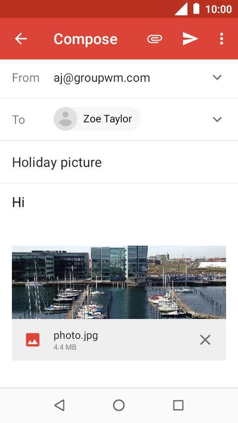 Press the send icon when you've finished your email.