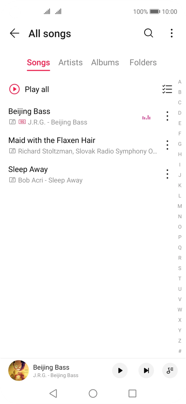 Press the required category and go to the required audio file.