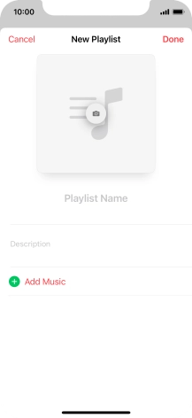 Press the text input field and key in a name for the playlist.