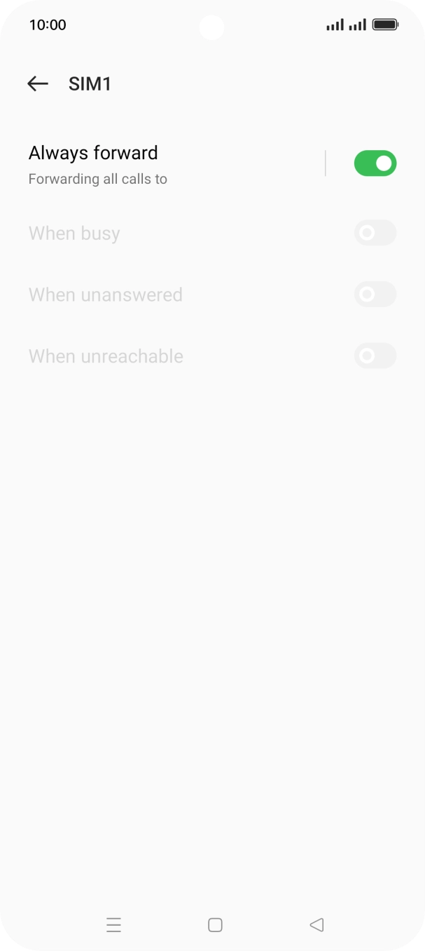 Press the indicator next to the required divert type. Press the indicator next to the required divert type.