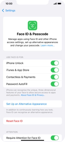 Press the indicators next to the required settings to turn them on or off.