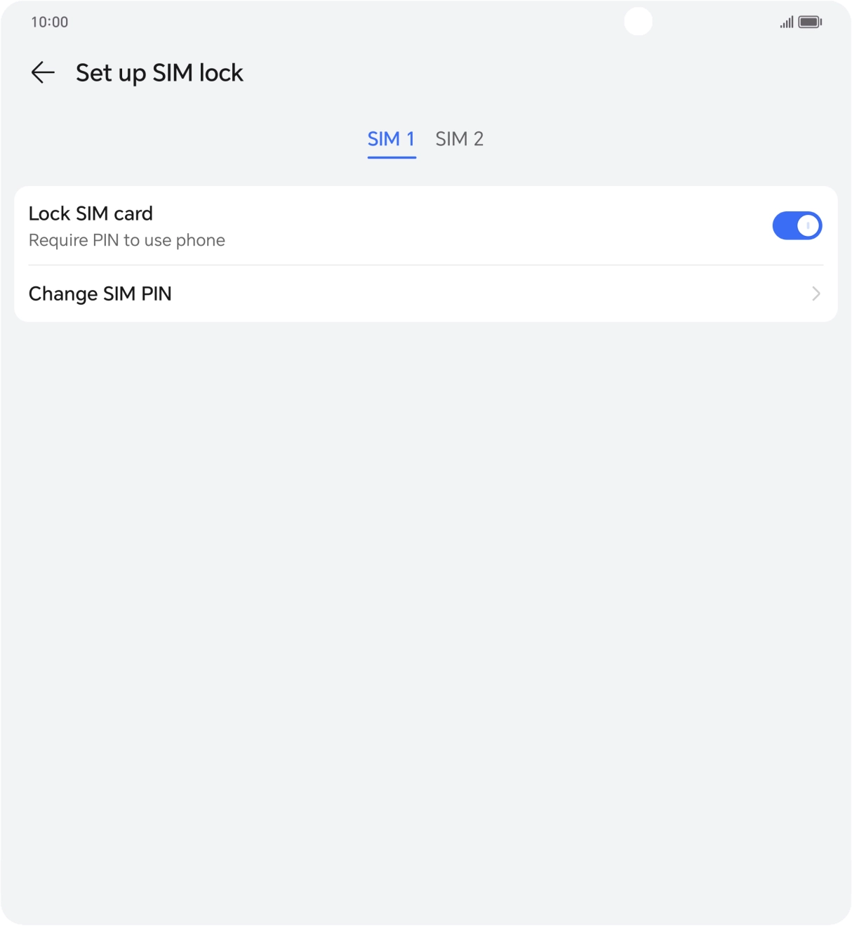 Press the indicator next to 'Lock SIM card' to turn the function on or off.