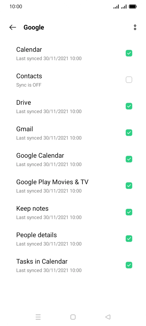 Press the field next to 'Contacts' to turn on the function.