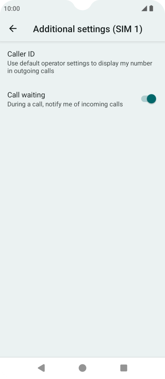 Press the indicator next to 'Call waiting' to turn the function on or off.