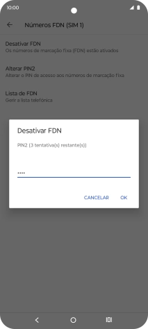 Introduza o código PIN2 e prima OK.