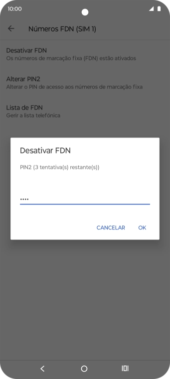 Introduza o código PIN2 e prima OK.