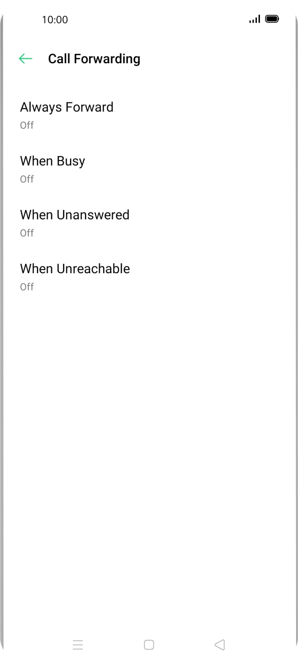 Press the required divert type. Press the required divert type.