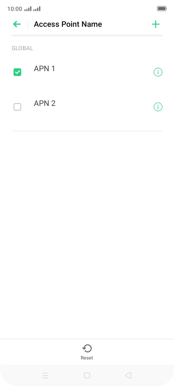 Press the field next to the data connection to activate it. Press the field next to the data connection to activate it.