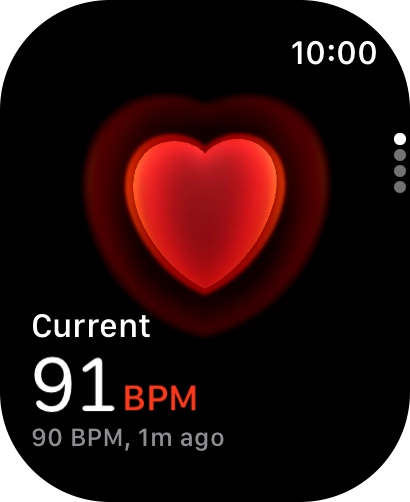 Your current heart rate is displayed below Current.