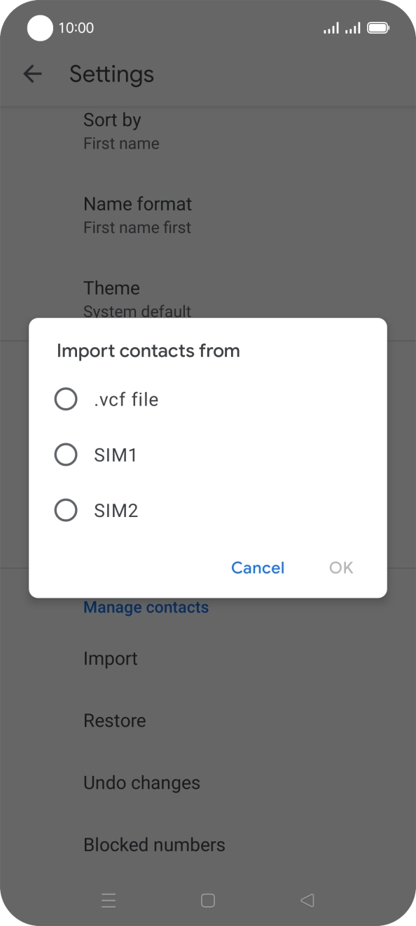 Press the required SIM.